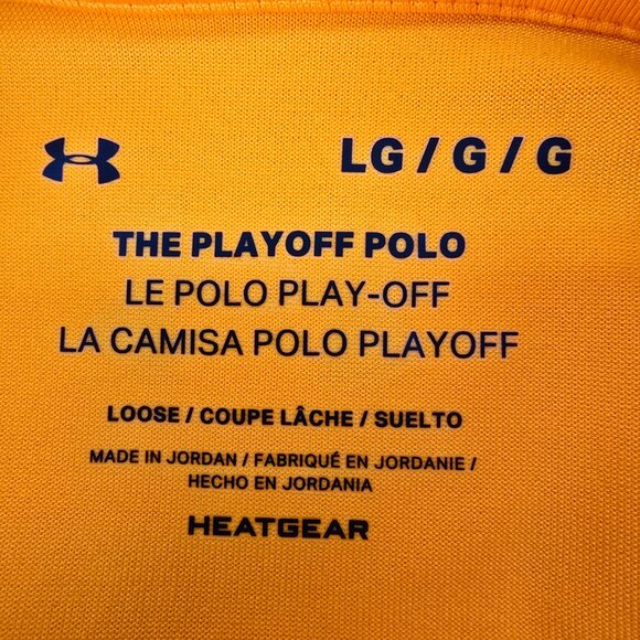 Under Armour The Playoff Polo Men's Large Orange Blue Short Sleeve Golf HEATGEAR - Picture 5 of 7